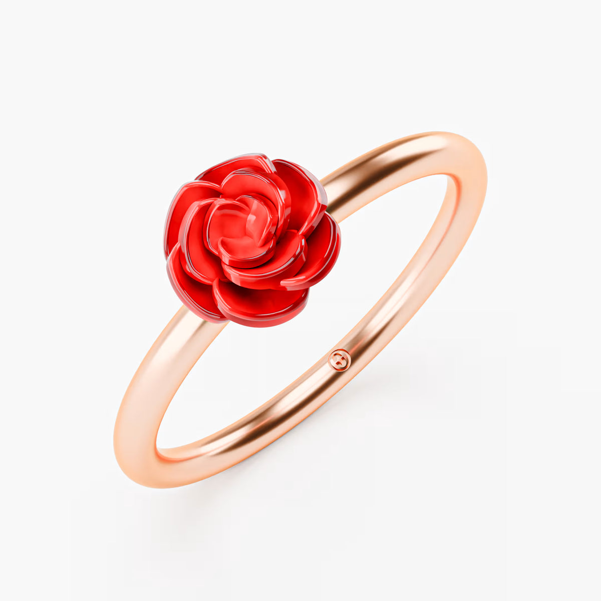 Red Enamel Rose Ring