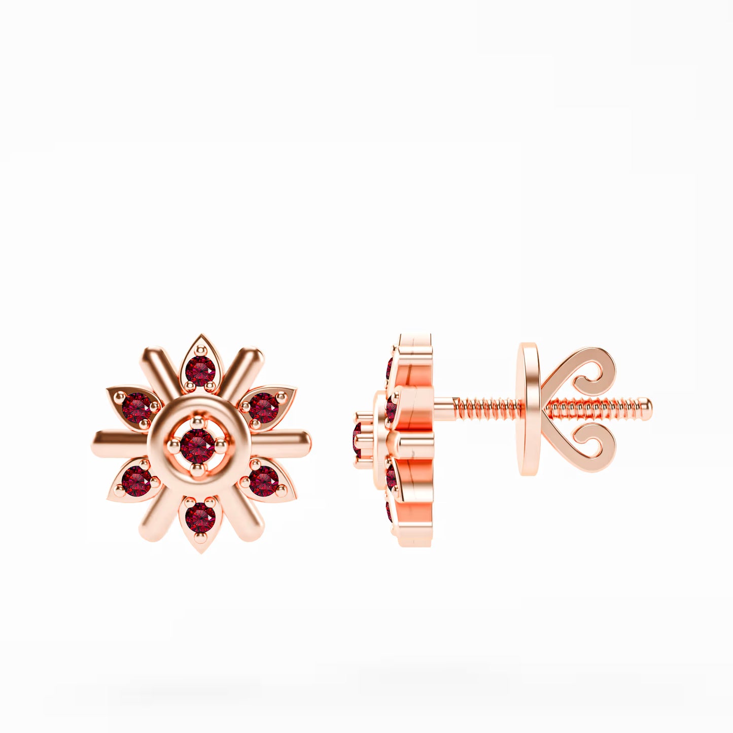 The Compass Star - Ruby Sunburst Stud Earrings by Gehnok
