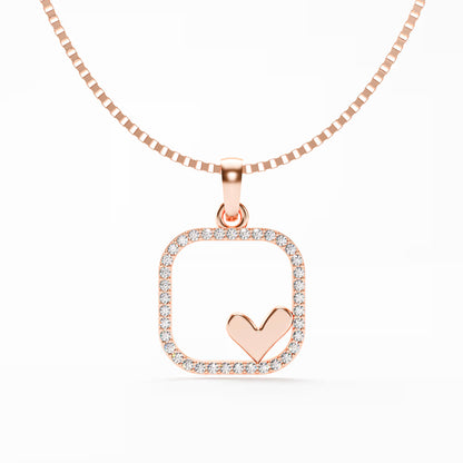 The Open Frame - Diamond Pave Heart Pendant