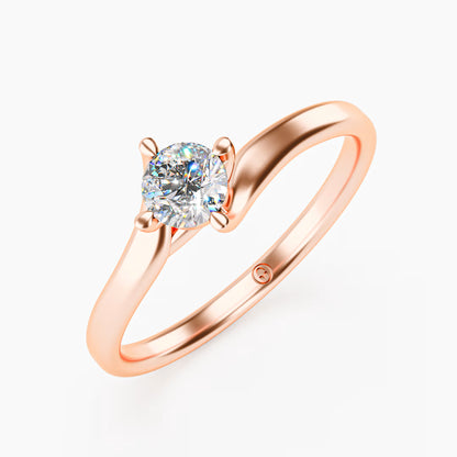 The Soft Solitaire - Gold Round Prong Diamond Comfort Fit Ring