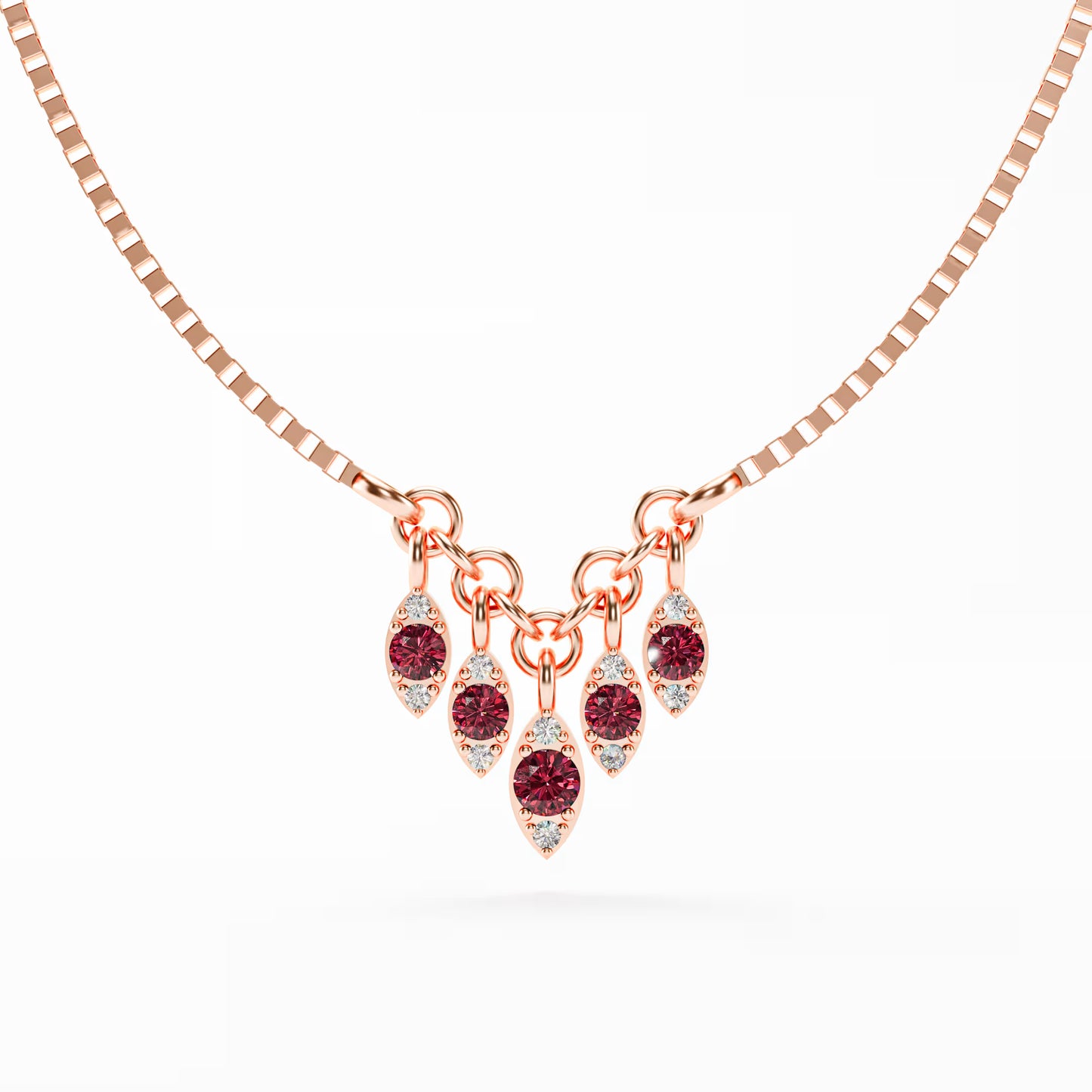 The Fringe - Ruby Diamond Graduated Charm Necklace