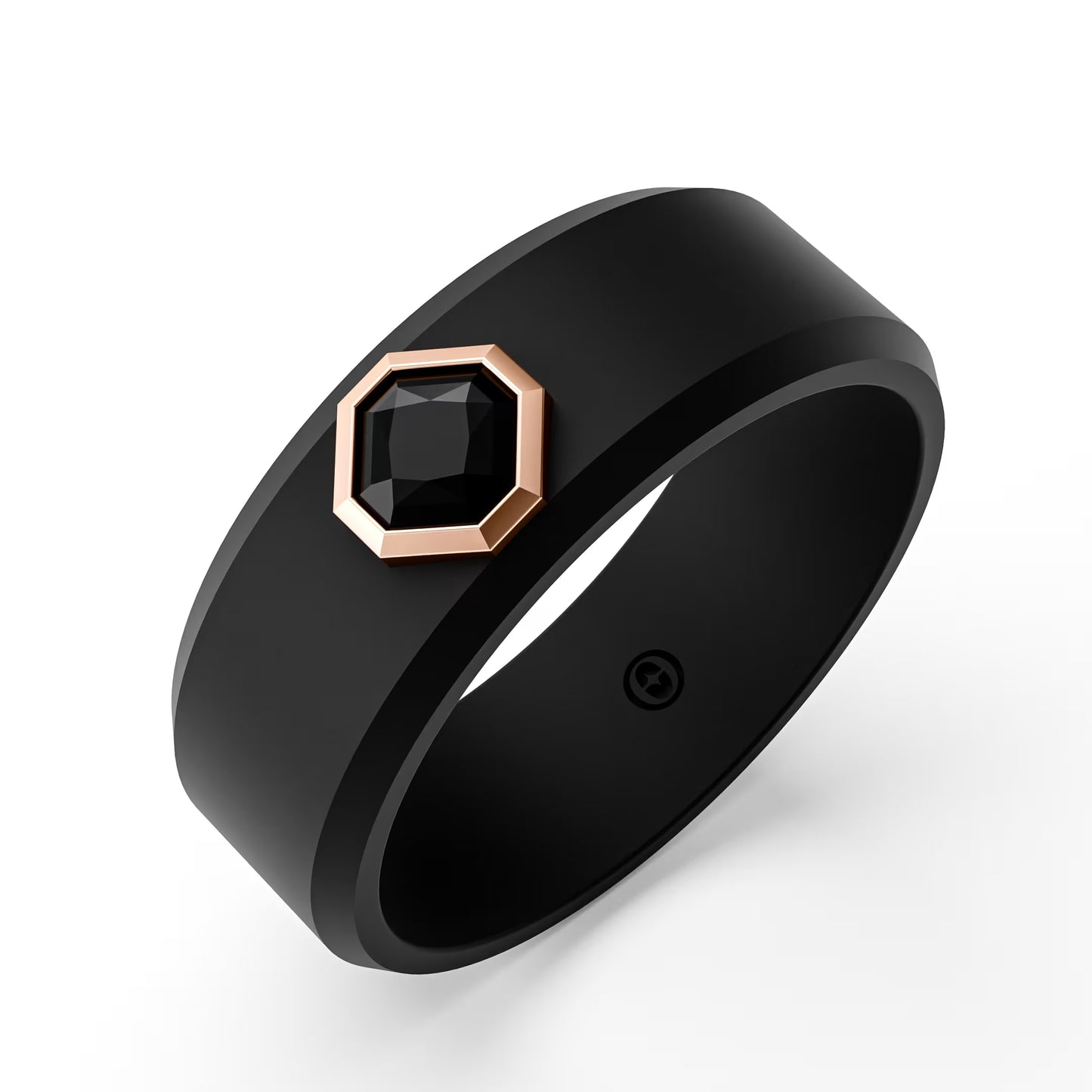 The Onyx Hex - Black Diamond Octagon Bezel Ring