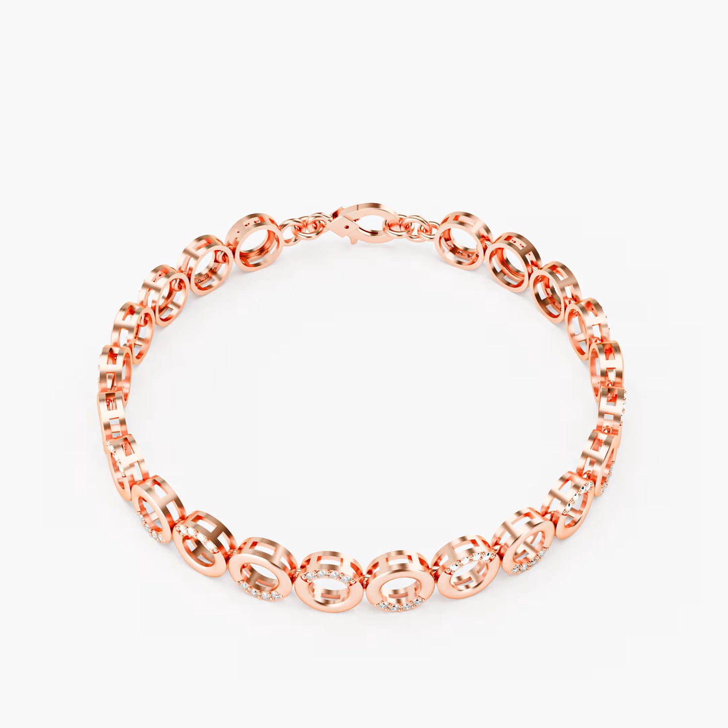The Circle Link - Two-Tone Gold Diamond Pavé Geometric Bracelet
