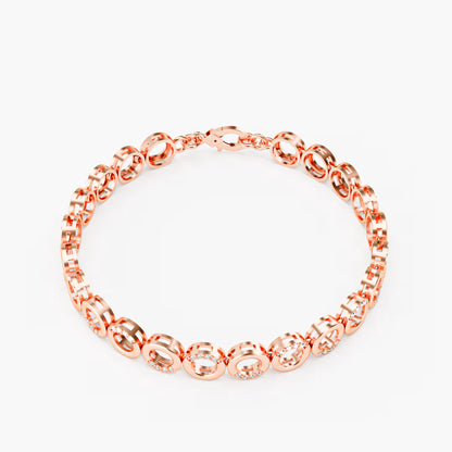 The Circle Link - Two-Tone Gold Diamond Pavé Geometric Bracelet