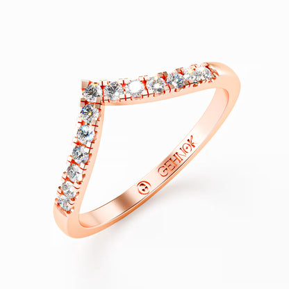 The Chevron Band - Gold Diamond V-Shape Stackable Ring by Gehnok