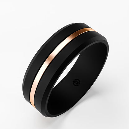 The Onyx Stripe - Black Onyx Band with Gold Center Inlay