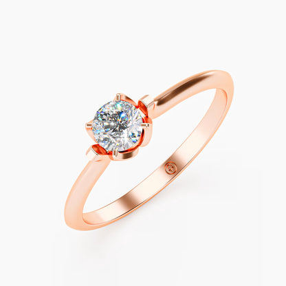 The Tulip - 6 Prong Floral Diamond Solitaire