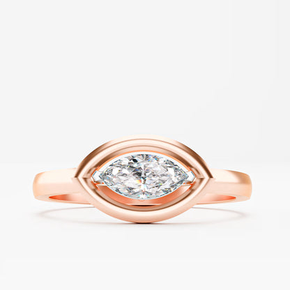 Marquise Eye-Halo Solitaire Ring