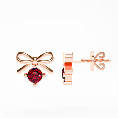 The Little Bow -  Ruby Bow Stud Earrings