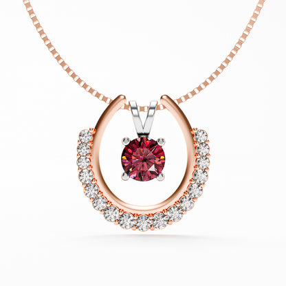The Floating Ruby - Horseshoe Halo Pendant