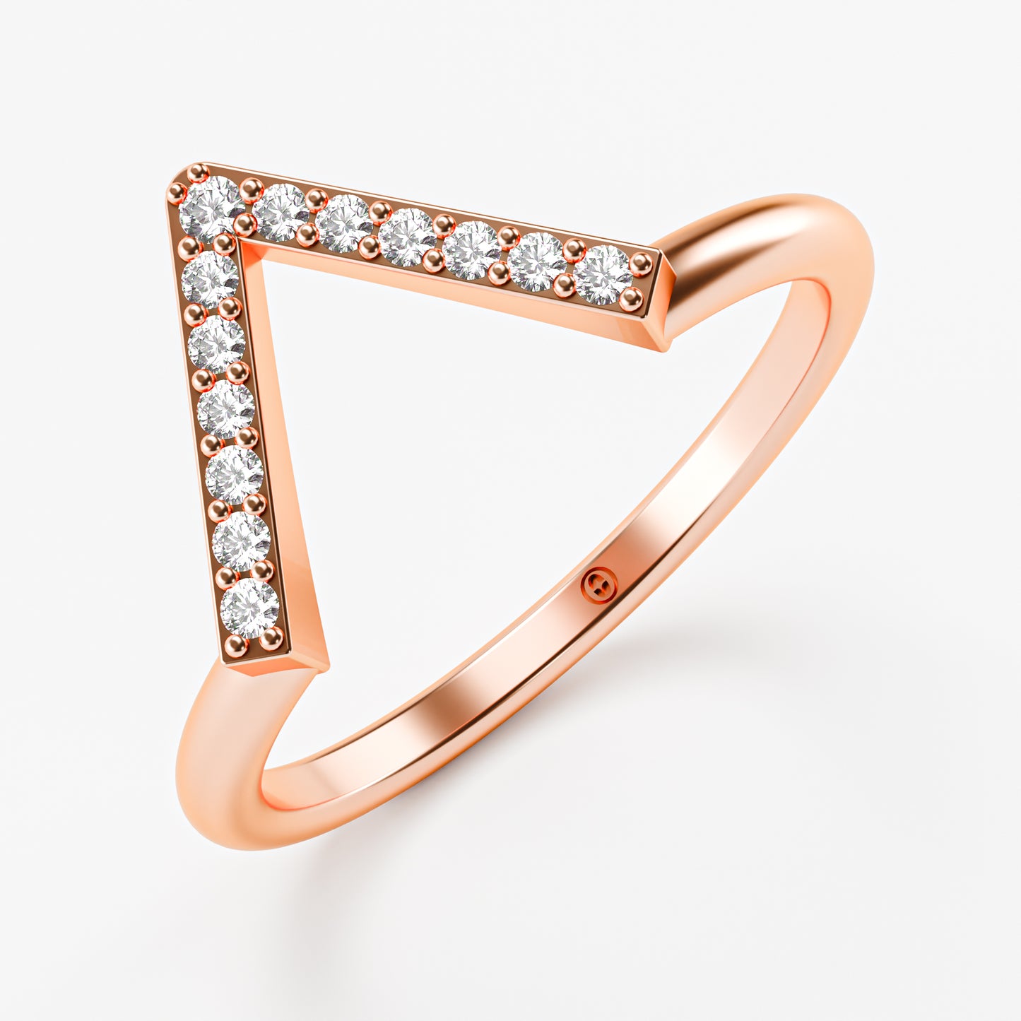 14K Solid Gold Diamond Chevron Ring | Geometric V-Shape Pavé Diamond Band | Stackable Wedding Ring | Anniversary Gift for Her | Minimalist Fine Jewelry