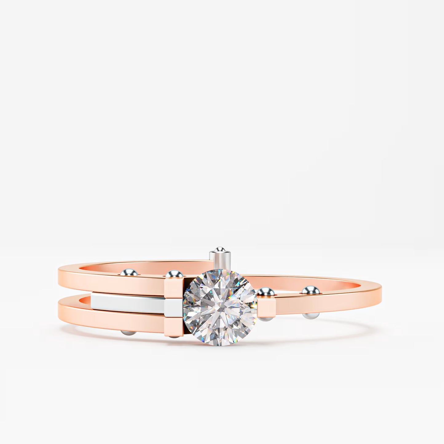 Double Rail Open-Shank Solitaire Ring