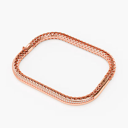 Rose Gold Woven Diamond Bracelet with Pavé Diamond Bar