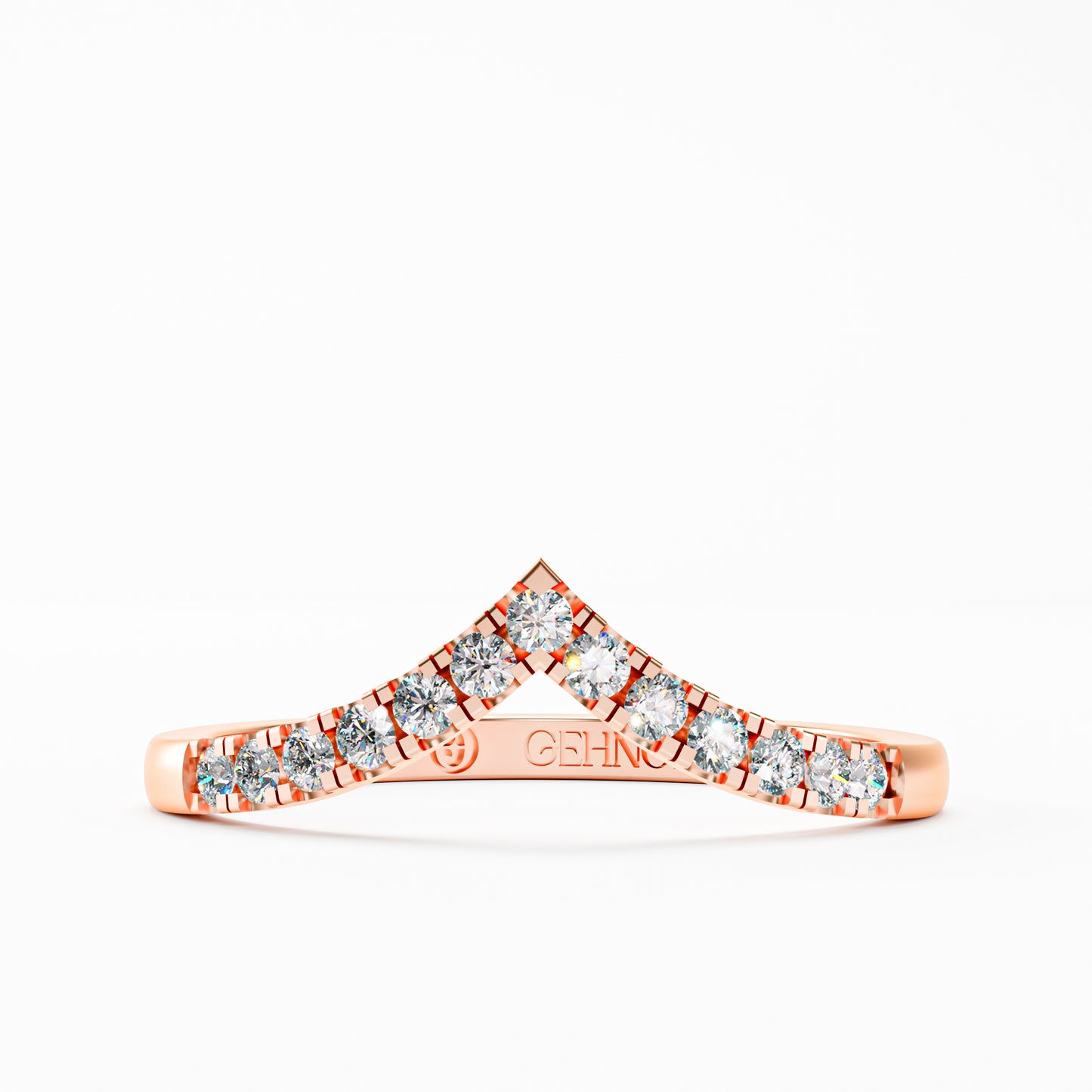 The Chevron Band - Gold Diamond V-Shape Stackable Ring by Gehnok