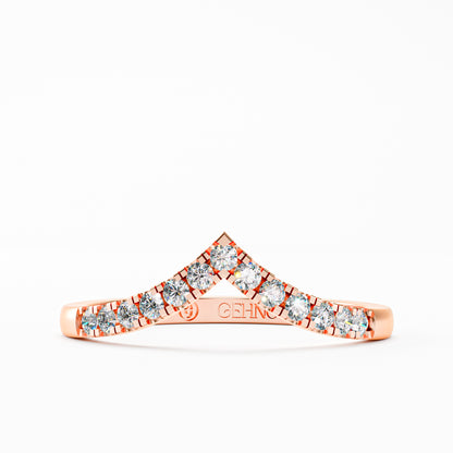 The Chevron Band - Gold Diamond V-Shape Stackable Ring by Gehnok