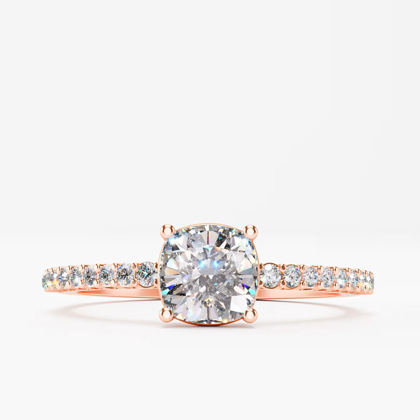 Cushion Cut Diamond Pavé band Ring