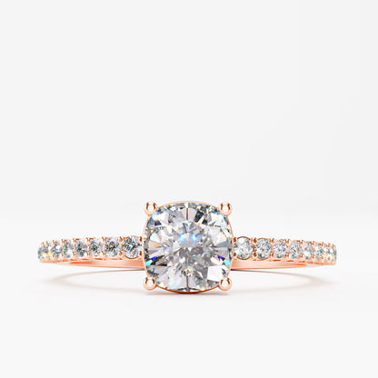 Cushion Cut Diamond Pavé band Ring