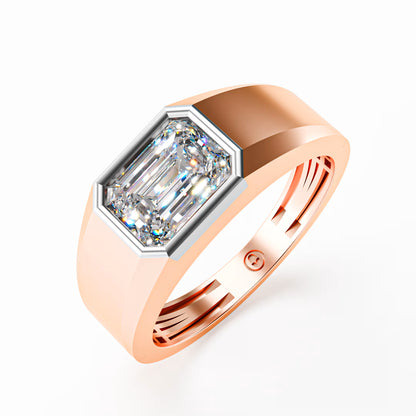 The Executive Two-Tone Gold Men's East-West Emerald Cut Diamond Ring