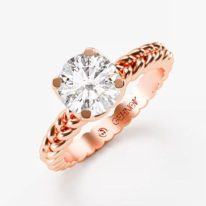 The Rope Solitaire - Twisted Braid Diamond Ring by Gehnok