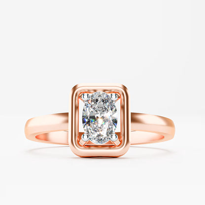 The Swirl - Oval Diamond Open Frame Solitaire Ring