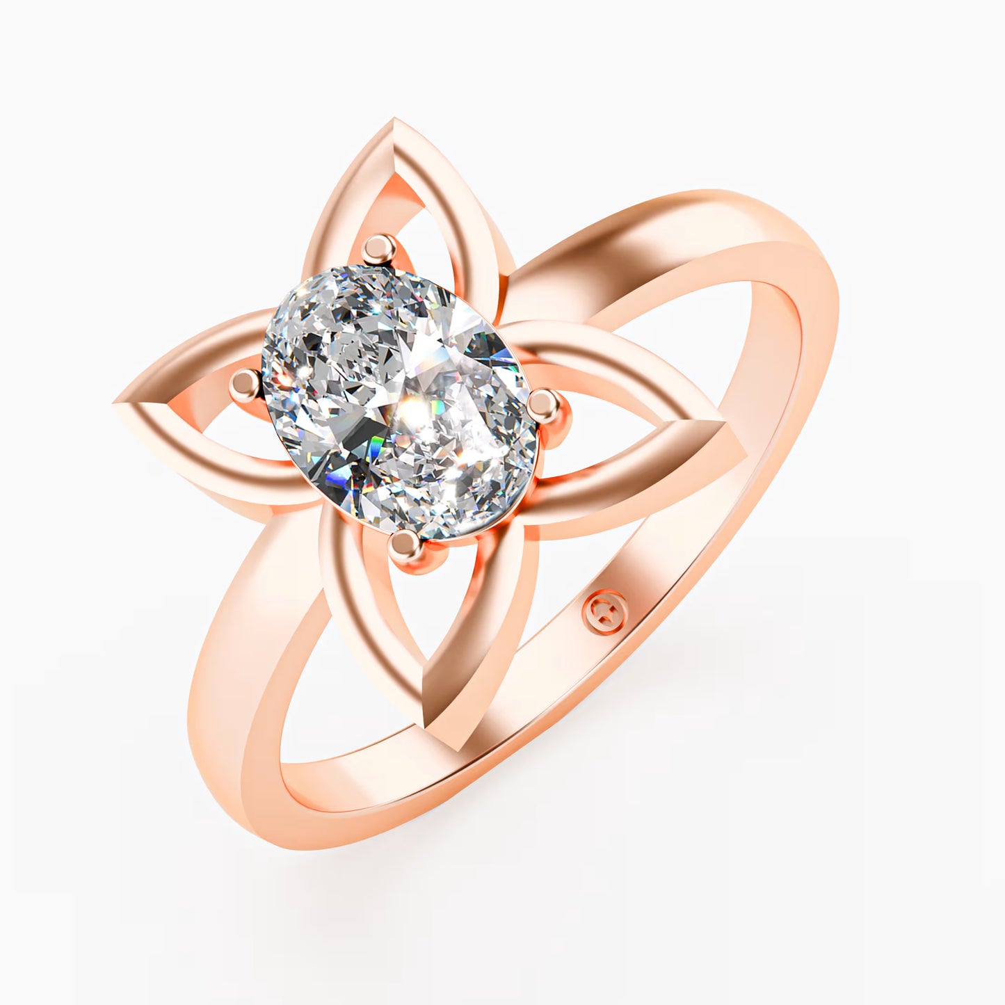 Lotus Four-Petal Solitaire Ring