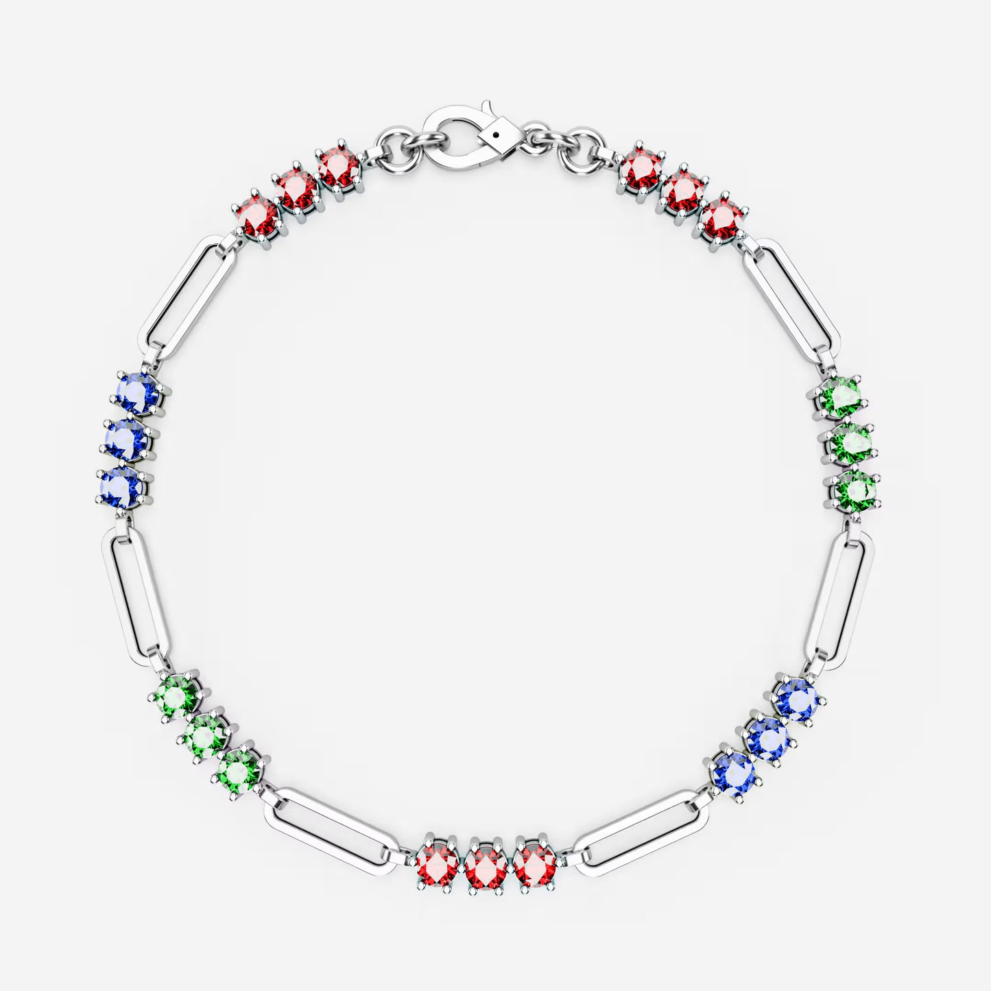 The Prism - Women's Rainbow Multi-Color Gemstone Paperclip Chain Bracelet