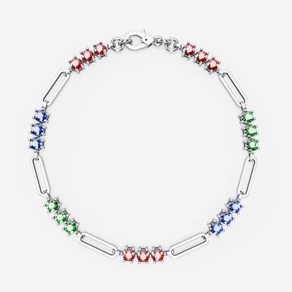 The Prism - Women's Rainbow Multi-Color Gemstone Paperclip Chain Bracelet