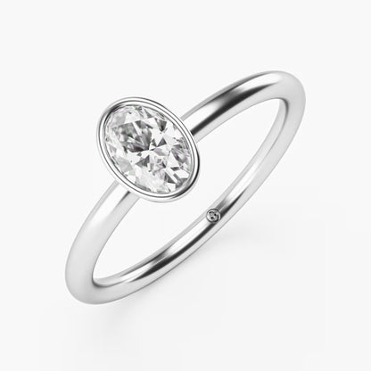 Oval Full Bezel Solitaire Ring