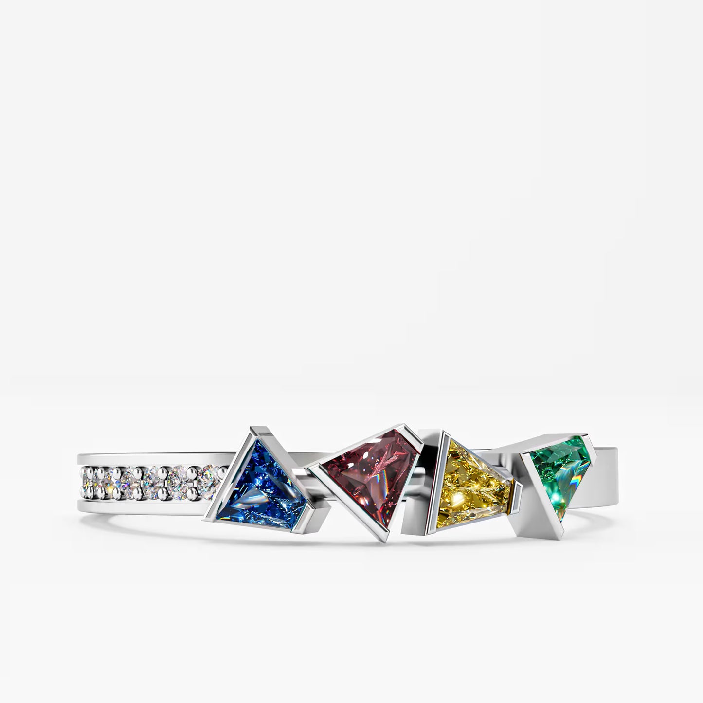 Four-Stone Trillion Cascade Ring