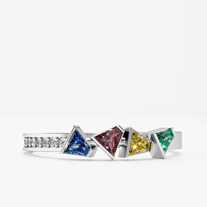 Four-Stone Trillion Cascade Ring