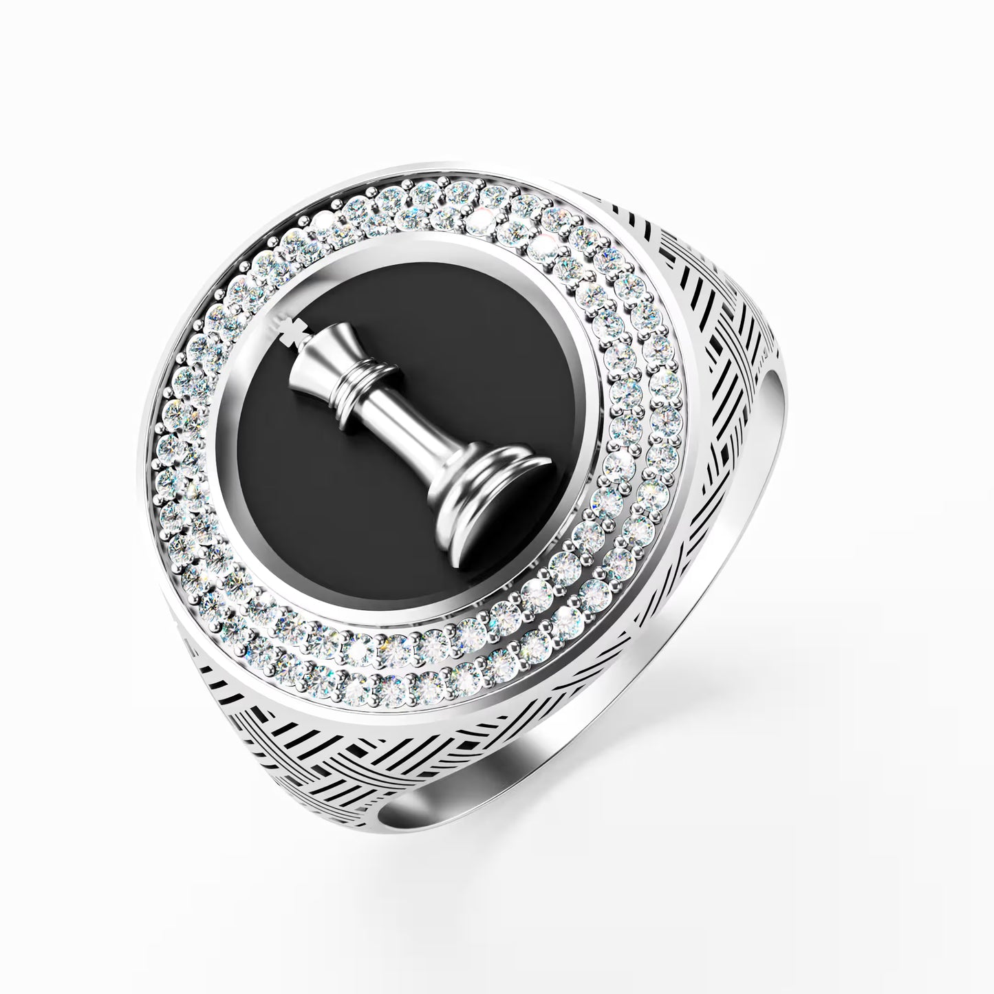 The King - Chess King Diamond Signet | onyx Ring by Gehnok