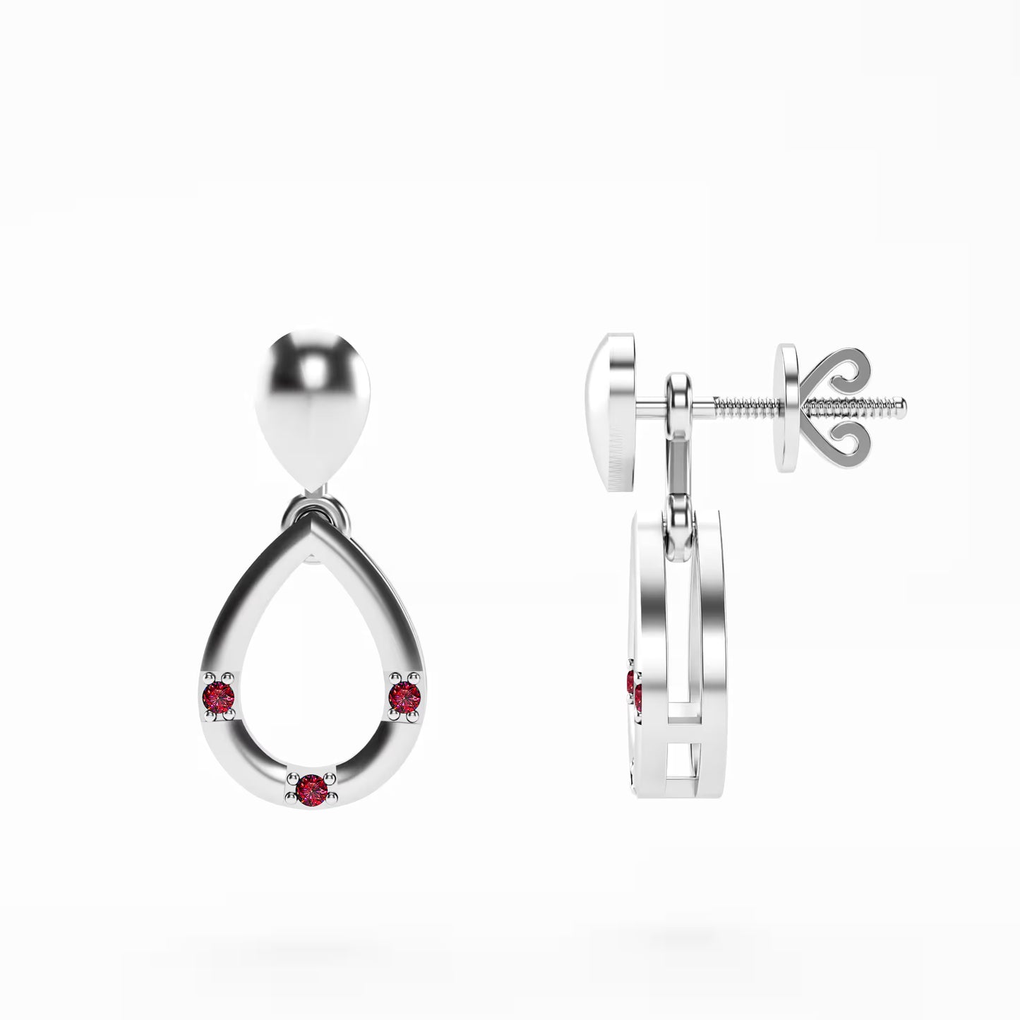 The Open Teardrop - Ruby Accent Drop Earrings