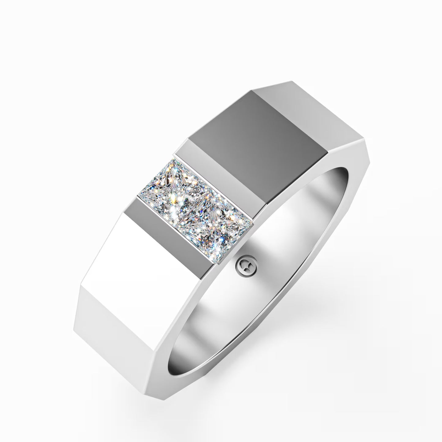 The Facet - Men's Faceted Princess Cut Diamond Duo Ring