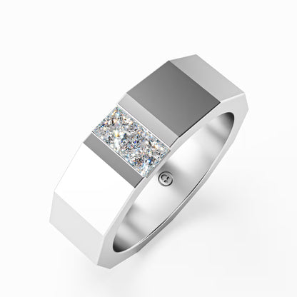 The Facet - Men's Faceted Princess Cut Diamond Duo Ring