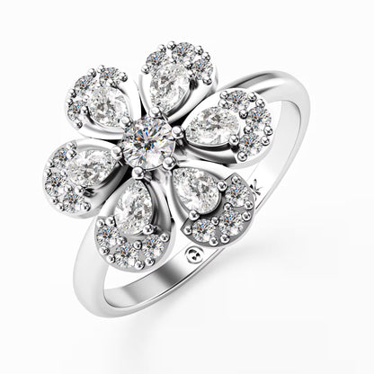 The Blossom - Two-Tone Gold Floral Diamond Cluster Ring by Gehnok