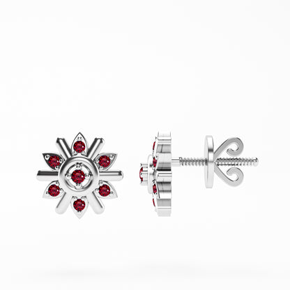 The Compass Star - Ruby Sunburst Stud Earrings by Gehnok