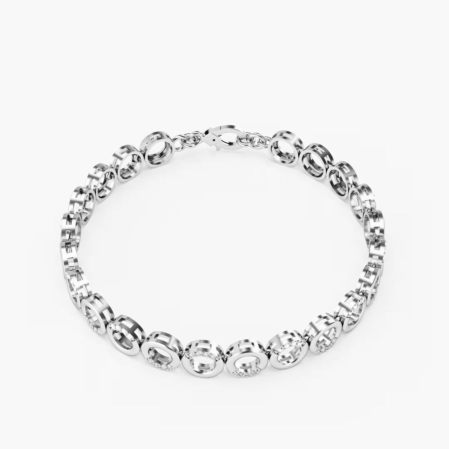 The Circle Link - Two-Tone Gold Diamond Pavé Geometric Bracelet