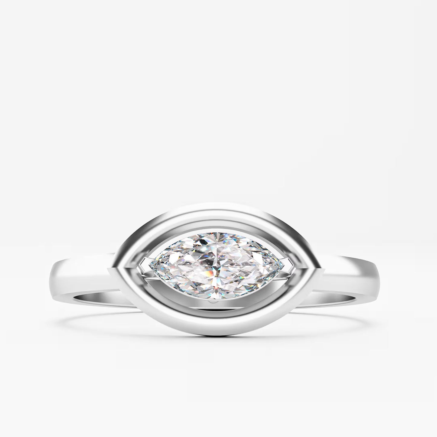 Marquise Eye-Halo Solitaire Ring
