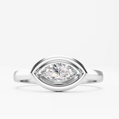 Marquise Eye-Halo Solitaire Ring