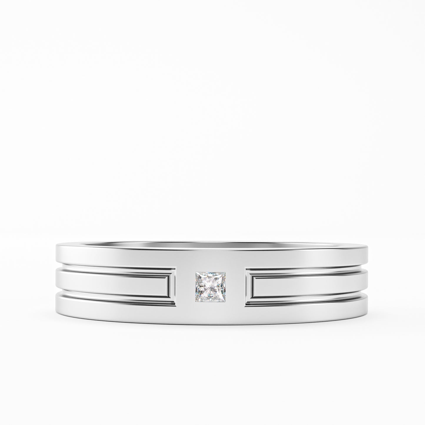 The Groove - Men's Princess Cut Diamond Wedding Band