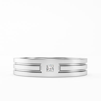 The Groove - Men's Princess Cut Diamond Wedding Band