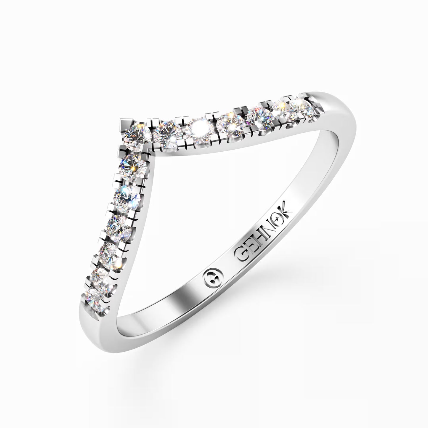 The Chevron Band - Gold Diamond V-Shape Stackable Ring by Gehnok