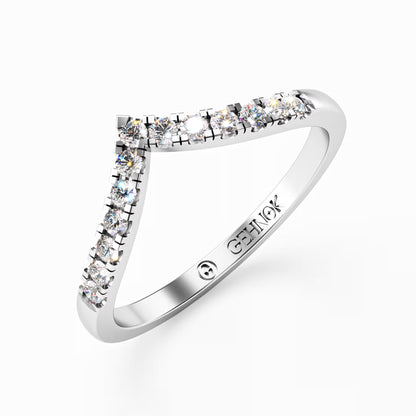 The Chevron Band - Gold Diamond V-Shape Stackable Ring by Gehnok