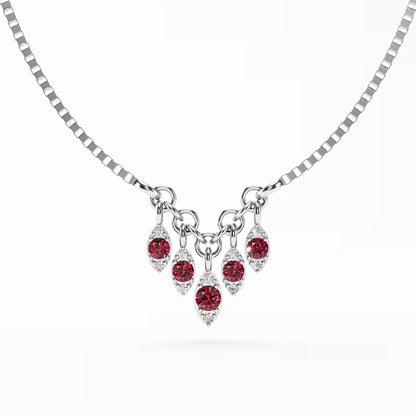 The Fringe - Ruby Diamond Graduated Charm Necklace