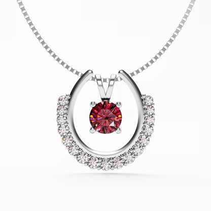 The Floating Ruby - Horseshoe Halo Pendant
