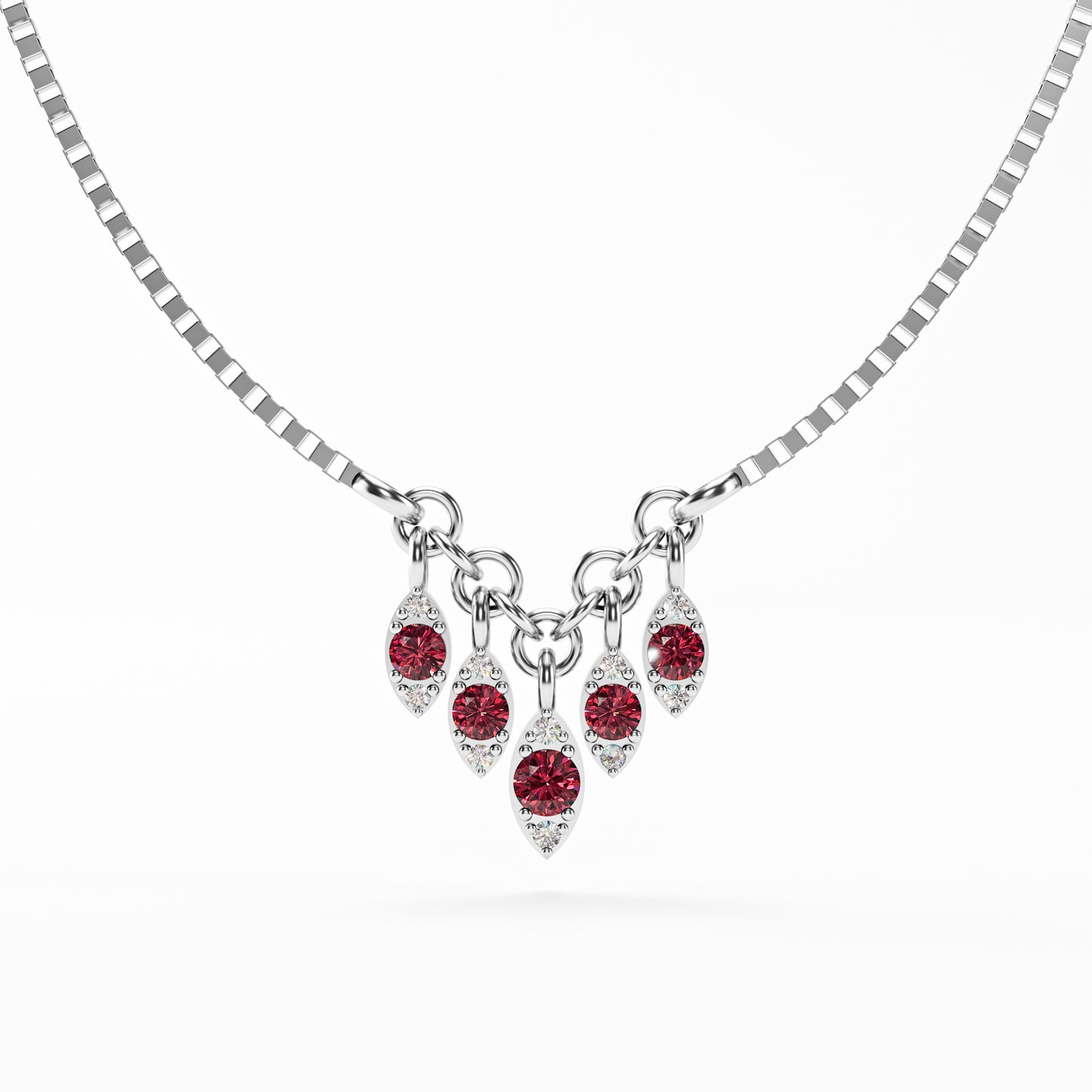 The Fringe - Ruby Diamond Graduated Charm Necklace
