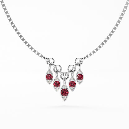 The Fringe - Ruby Diamond Graduated Charm Necklace
