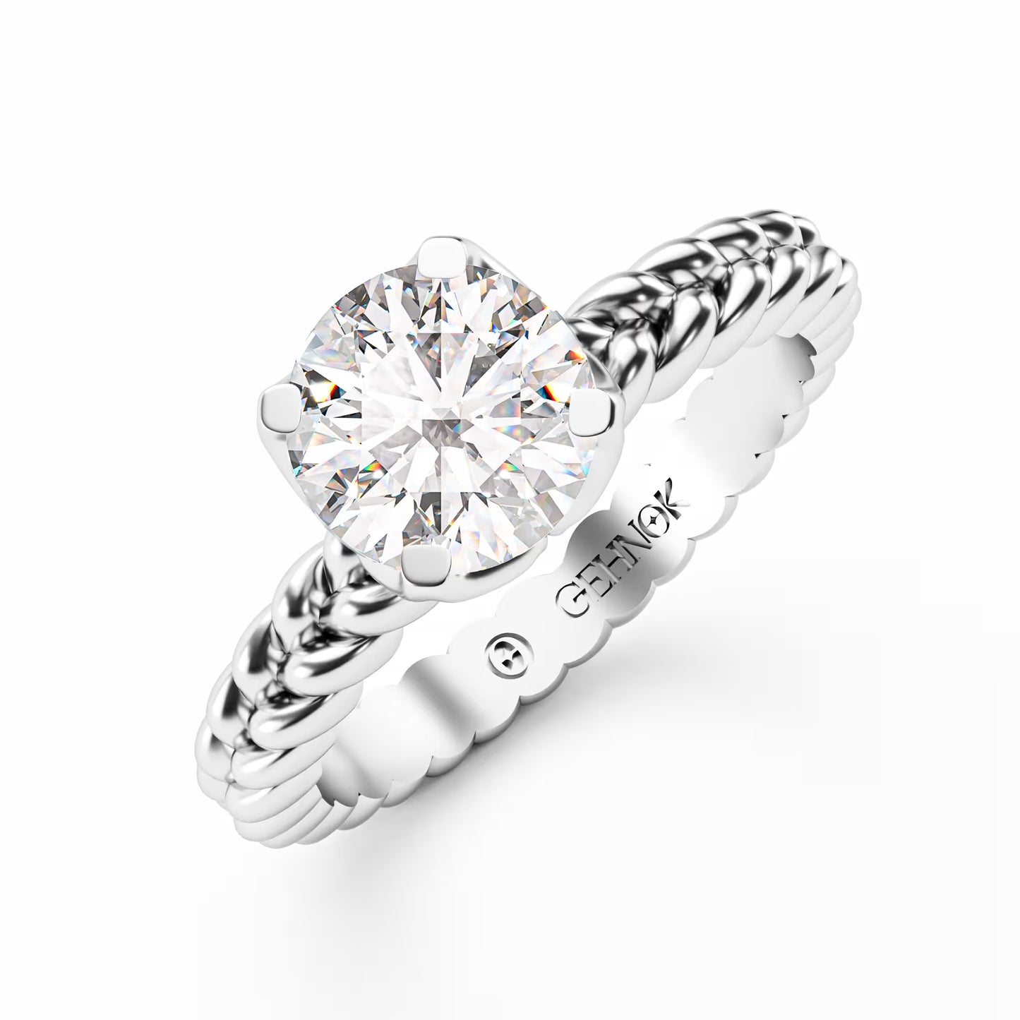 The Rope Solitaire - Twisted Braid Diamond Ring by Gehnok