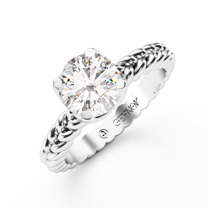The Rope Solitaire - Twisted Braid Diamond Ring by Gehnok