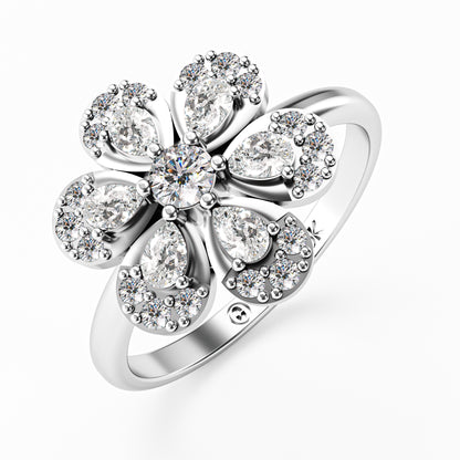 The Blossom - Two-Tone Gold Floral Diamond Cluster Ring by Gehnok